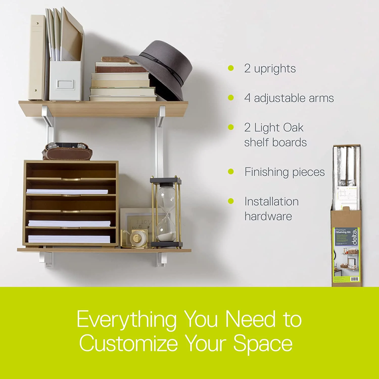 2-Tier Premium Shelving Kit, Light Oak - Image 10