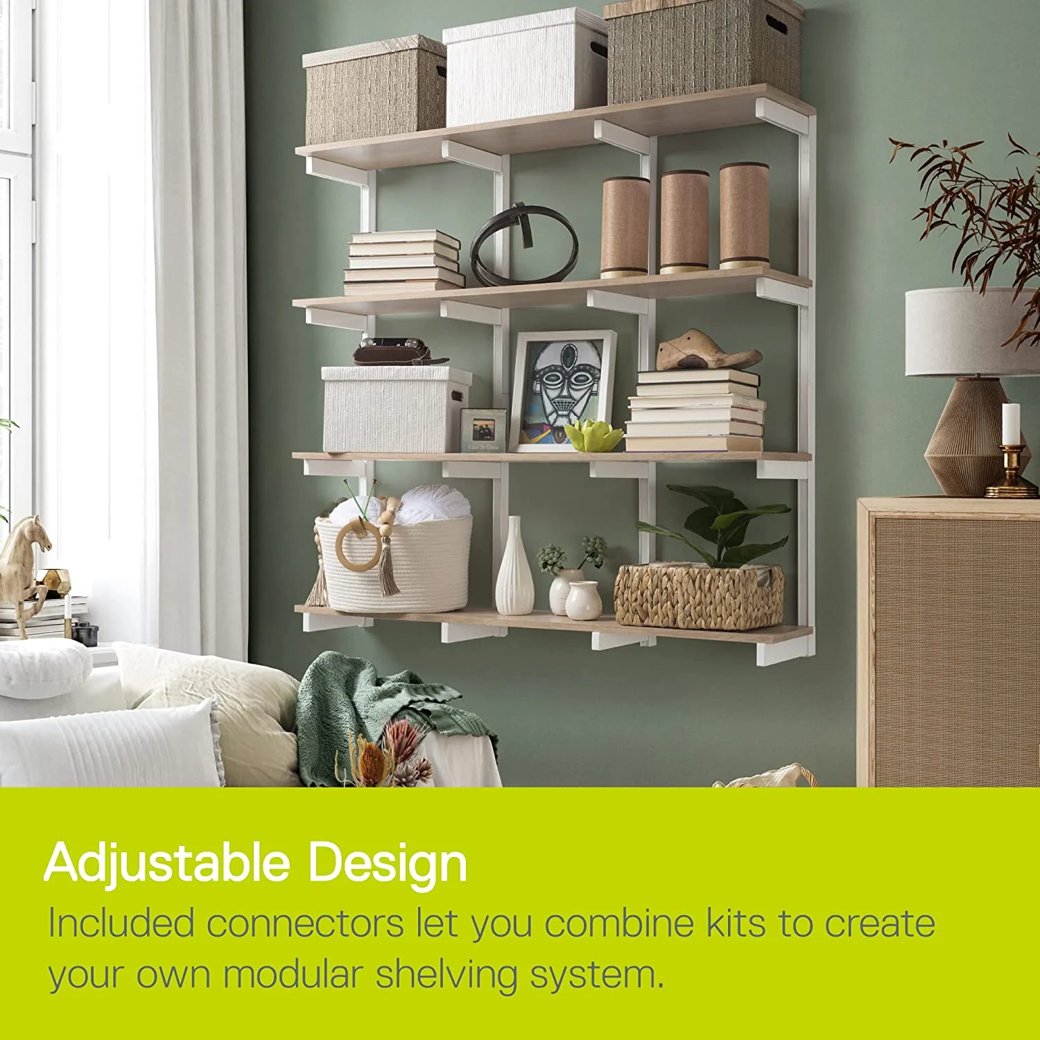 2-Tier Premium Shelving Kit, Light Oak - Image 14