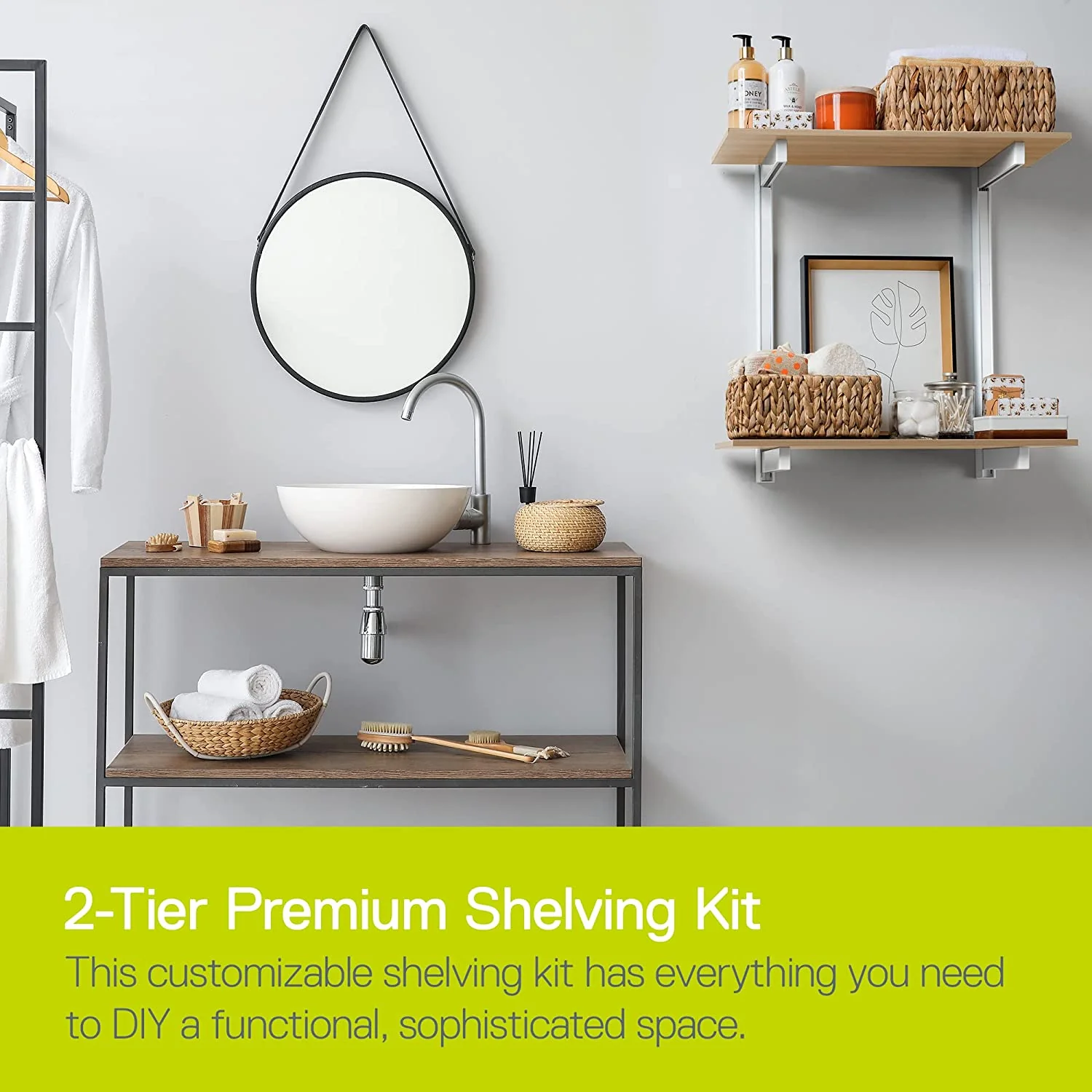 2-Tier Premium Shelving Kit, Light Oak - Image 3