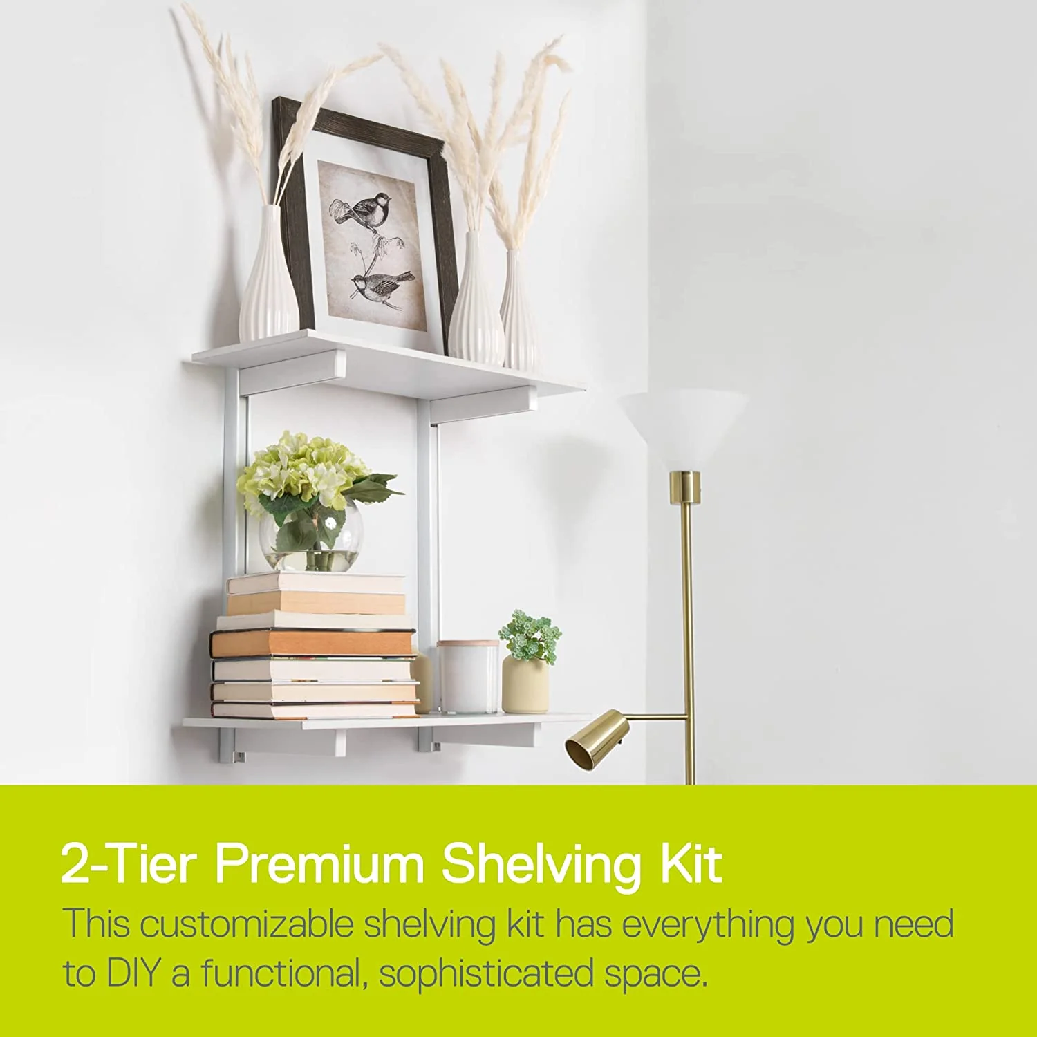 2-Tier Premium Shelving Kit, White - Image 3