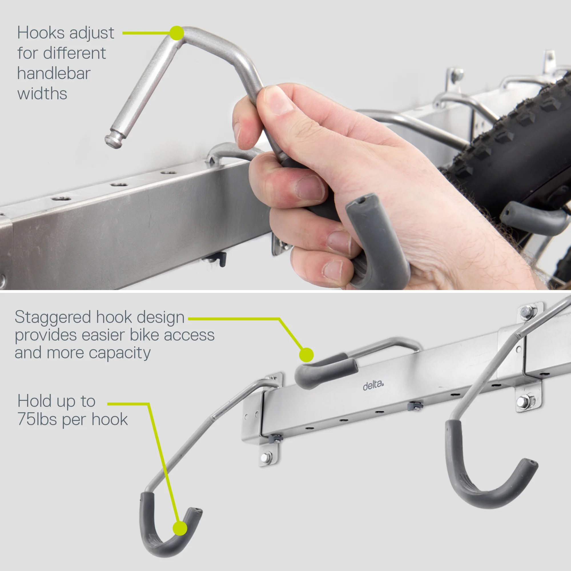 Six Bike Wall Mounted Rail Rack - Image 3