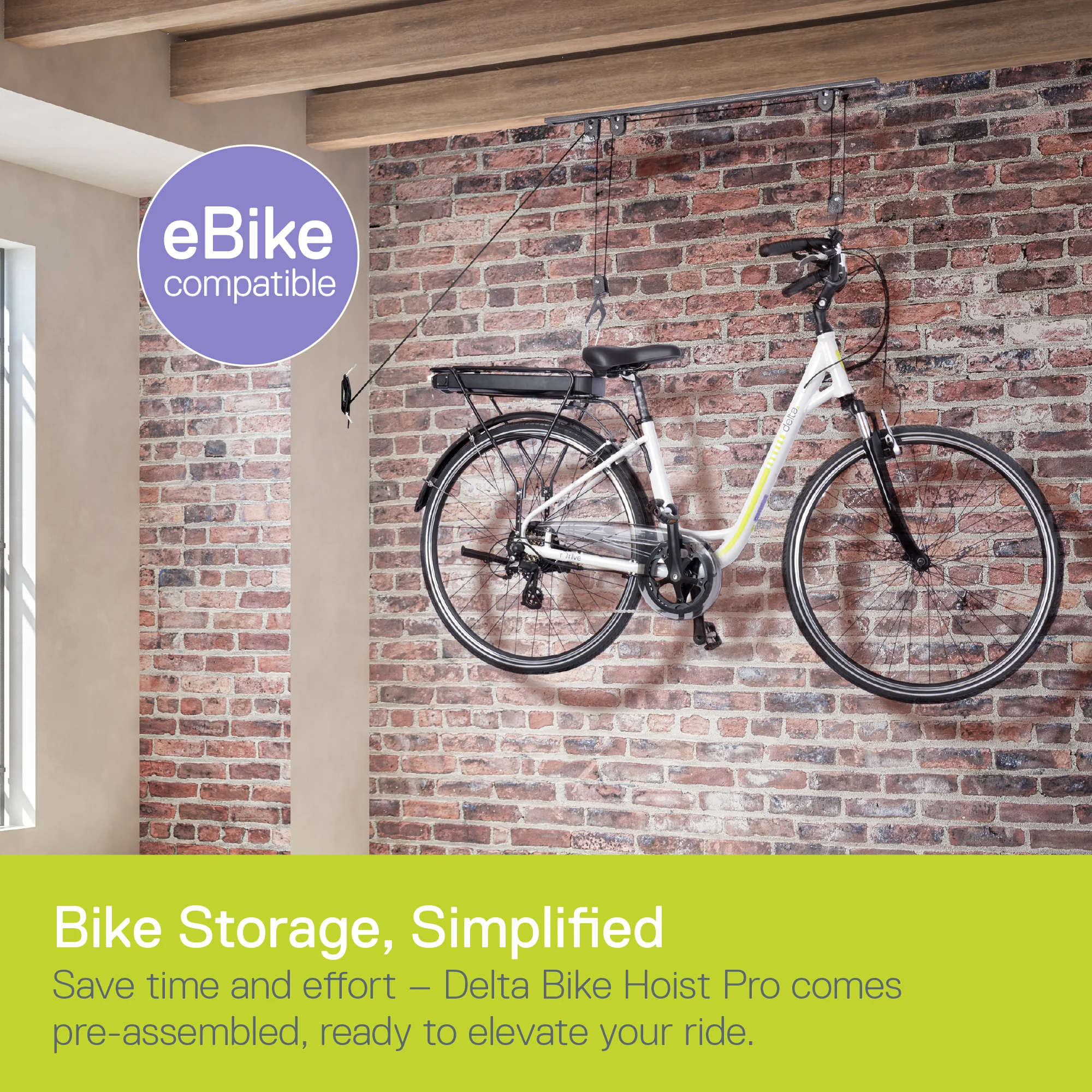 Single Bike Ceiling Hoist Pro with Straps - Image 6