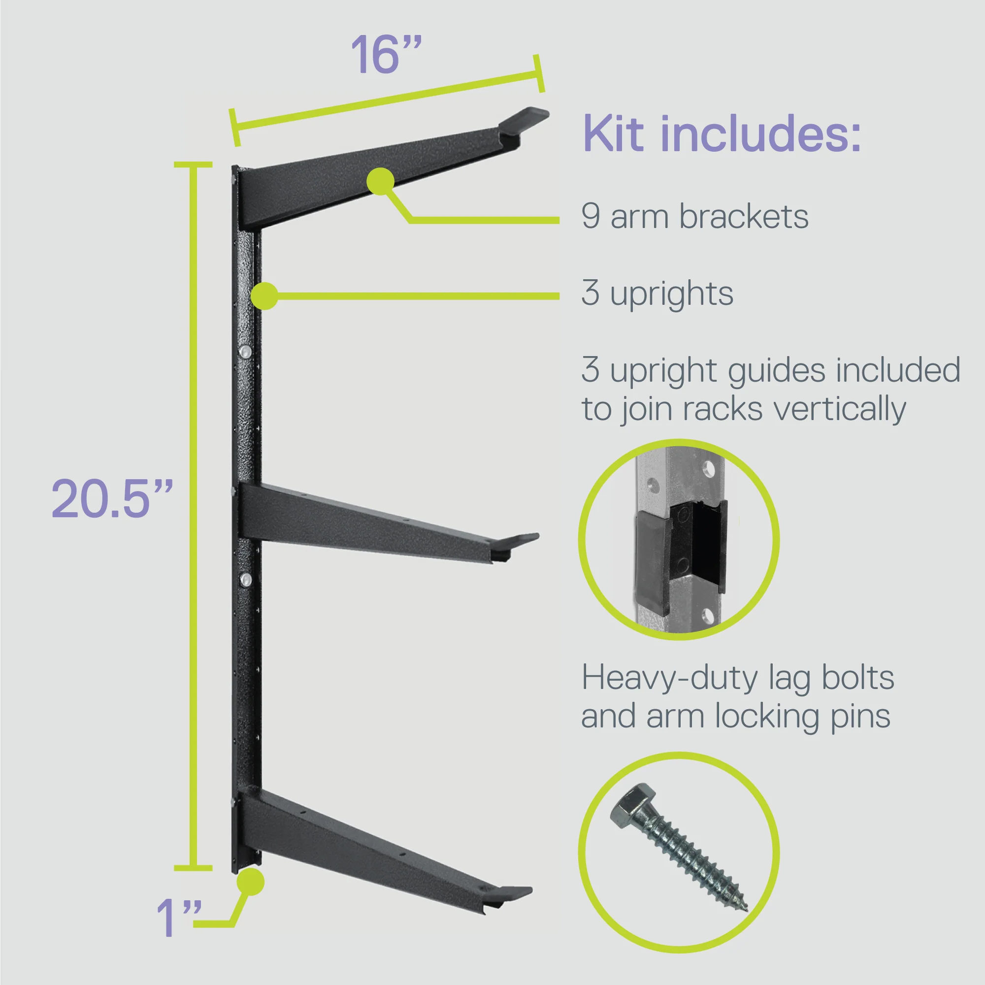 Wide 3-Tier Heavy Duty Wall Storage Rack - Image 4